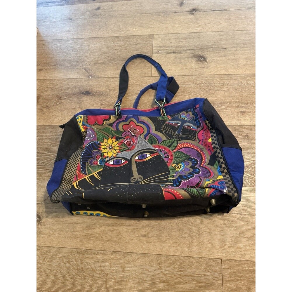 Laurel Burch Carlottas Cat Large Overnight  Companion Bag Outer Pockets